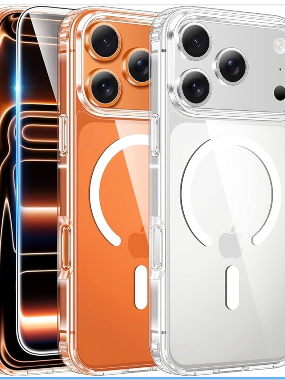 Apple Clear MagSafe Case for Orange and White iPhone 17 Pro Max